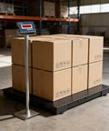 Heavy Duty 36 By 36 Inch Industrial Floor Scale With Digital Indicator, 5000 Lb Capacity, Durable Carbon Steel Platform, in use with boxes