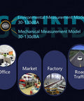 Image showing LCD Digital Decibel Meter For Real Time Sound Level Readings From 30 dB To 130 dB With AC Mode used in office, market, factory, road traffic