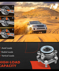 Illustration of high-load capacity front wheel bearing and hub assembly for Nissan cars with desert vehicle scene.