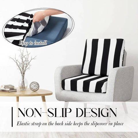 12 Pack Elastic Outdoor Cushion Covers For Patio Sofa Cushions 20 To 27 Inch Fit Washable Black And White Stripes Slipcovers
