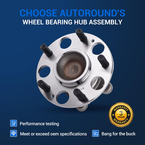 Rear Wheel Bearing Hub Assembly 512257 For Honda Civic 2006 Through 2011 LX DX GX 5 Lug With ABS Encoder Replacement Fits Bolt Circle Diameter Four And A Half Inches And Flange Offset Two Point One Seven Inches, front view
