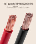 Top Shelf 6 AWG Battery Cable Kit Twenty Inches Of Pure Oxygen Free Copper Wire Paired With Sturdy Three Eighths Terminal Lugs showing high-quality copper wire core.