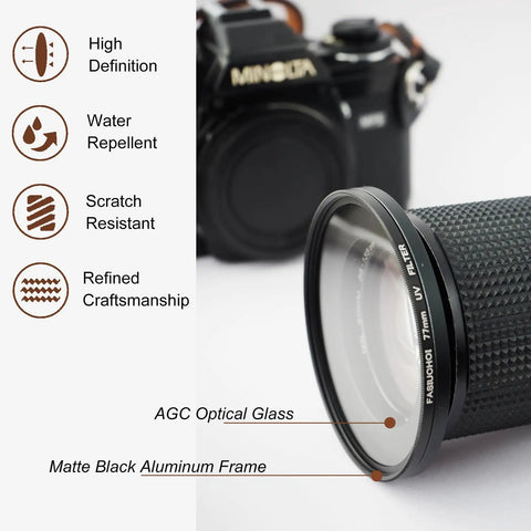 77mm UV Protection Filter For Camera Lens Ultra Slim HD Optical Glass With Multi Coating Water Repellent Scratch Resistant Shield Pro Gear