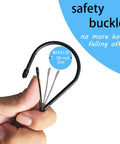 Close-up of Heavy Duty 12 Inch S Hook with safety buckle, held in hand, showing flexibility and secure closure.
