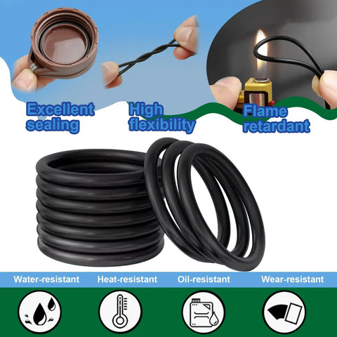 Universal Faucet Washer And O Ring Kit 1075Pcs With 18 Heat Resistant O Rings 10 Beveled And Flat Washers shown with features.