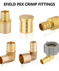 25 Pack PEX Half Inch Female NPT Swivel Elbow Brass Crimp Fittings For PEX Tubing, DIY Friendly Plumbing Adapters, ASTM F1807