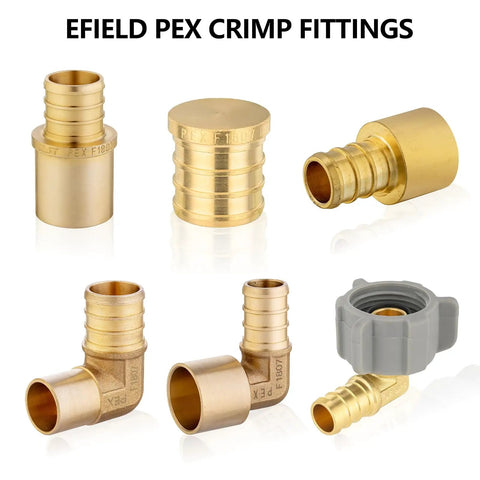 10 Piece PEX Swivel Adapter Fittings Half Inch PEX To Half Inch Female NPT Brass Crimp Lead Free For PEX Tubing Systems Great For DIY Home Plumbing Works With Stainless Steel Clamp And Copper Crimp Rings ASTM F1807 NSF Certified, brass PEX fittings set