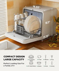 No Fuss Portable Countertop Dishwasher With Smart App Control And Built In Water Tank Excellent For Tiny Apartments Or RV Adventures features a compact design with large capacity for a family of 4.