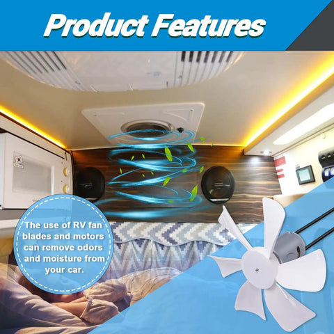 6-Inch RV Vent Fan Blade With 12V D-Shaft Motor Replacement for RV Bathroom Exhaust Vent Roof Ceiling