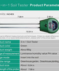 Three In One Soil Tester For Garden And Home With PH Meter Moisture Meter And Light Intensity Gauge No Battery Needed Indoor Outdoor Plant Test Kit size and measurements.