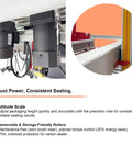 Top Shelf Automatic Carton Sealer And Tape Strapping Machine Secures Shipping Cases With Ease Hassle Free Sizing Smooth Running Industrial 110V Power equipment with precision ruler and power motors.