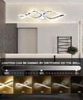 Modern Dimmable Vanity Light Fixtures Warm 3000K Waterproof And Rustproof Wall Sconces For Above Mirror Bathroom And Living Room Bedroom Ambience Energy Saving LED Glow showcased in dimmable settings above mirror.
