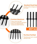 Diagram showing Three Sixteenth Inch Tri Grip Rivets Set Fifty Pieces With Waterproof O Rings For Marine Use, highlighting standard head size.