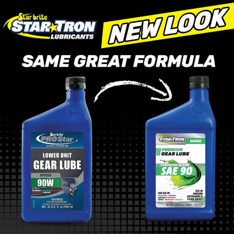 Two blue bottles of Hypoid 90W Lower Unit Gear Lube For Outboard Motors And Stern Drives Marine Grade 32 Oz