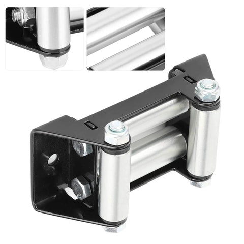 Heavy Duty Winch Roller Fairlead for ATV and UTV with 125mm and 5in hole spacing, rugged steel housing, reduces cable friction and protects steel cable