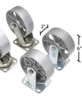 Four Pack Semi Steel Plate Caster Set With 6 Inch Wheels For Self Dumping Hoppers Two Rigid And Two Swivel Cast Iron Tread