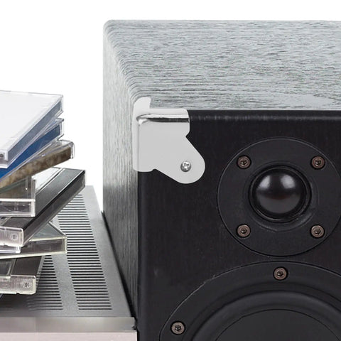 12 Pack Metal Cabinet Corner Protectors 1.57 Inch Silver Iron Edge Bumpers with screw holes on audio rack edge