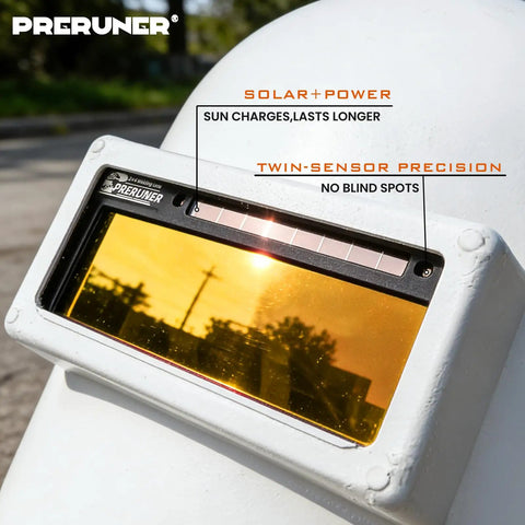 Auto Darkening Welding Lens With Gold Coating And Cool Blue Puddle View Shade Range Five To Thirteen Dual Sensors solar-powered