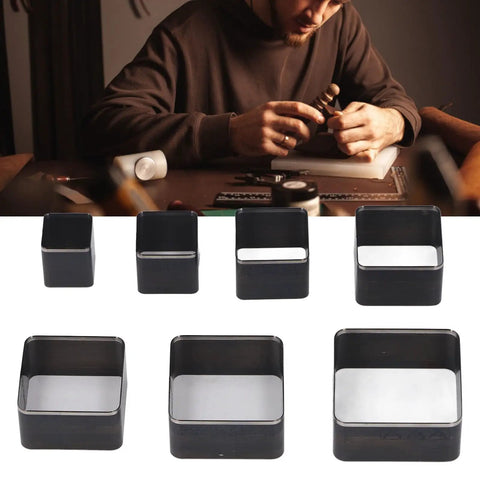 Top Shelf Seven Piece Leather Cutting Die Set Rectangle Punch Stamps For Wallets And Bags High Density Alloy Steel Craft Dies 20 To 50 Mm Precision Cutter Blocks With Smart Storage Case For Weekend Warriors