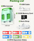 Kid Friendly 4K Handheld Microscope With 2.0 Inch Screen Rechargeable Camera Includes 6 Slides Game Changer For Indoor Outdoor Exploration Portable Science Toy For Ages 3 To 12 Easy To Use For Curious Young Explorers with USB cable, 32GB card, neck strap