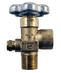 Close-up of CGA580 multi-gas valve on 60 Cu Ft Steel Argon Gas Cylinder With CGA580 Multi-Gas Valve For Welding And Fabrication