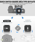 38mm Arca Type Quick Release Camera Plate For Strap Clip And Tripod Setup Go To Quick Switch From Shoulder Strap Includes 4 Safety Pins Compatible With Arca Swiss Ulanzi F38 Falcam F38 diagram showing compatibility