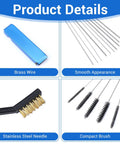 Pro Grade Carburetor Cleaner Kit Torch Tip Cleaner Set with brass wire, stainless steel needles, and compact brush
