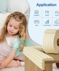 Top Shelf Baby Proof Corner Guards, Super Cuddle Soft Nbr Foam Furniture Edge Bumpers, child playing near cushioned edge bumpers on furniture.