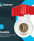 Heavy Duty 3/4 X 3/4 Inch Schedule 40 PVC Quarter Turn Ball Valve With Slip Fit Ends Rated At 150 Psi Dead Tight Drip Proof Choice For Zero Fuss Plumbing Setup - Close-up view.