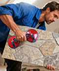 Heavy Duty Metal Vacuum Suction Cup Lifter For Glass And Tile packs a badass double claw grip for lifting stone panels.