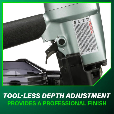 Pro Grade Coil Siding Nailer tool-less depth adjustment for sheathing decking and fencing with pneumatic power
