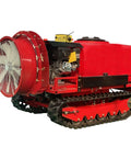 Heavy Duty Crawler Spraying Machine With Remote Control Track Tractor For Farm Field Pest Management, red tracked sprayer with fan.