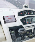 Beefy 1500W Peak 4 Channel Marine Amplifier Receiver With IP65 Waterproof And Weatherproof Marine Grade Audio installed on boat dashboard