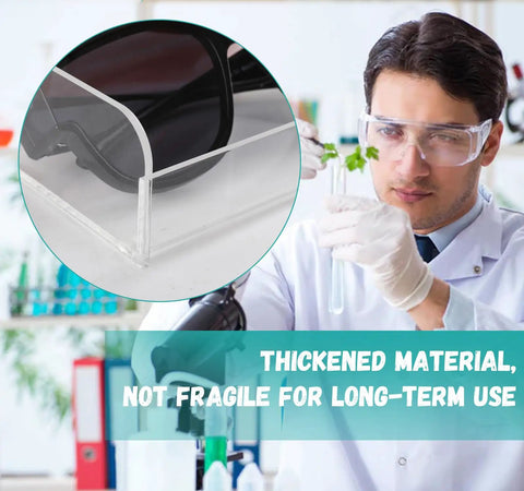 Sturdy Acrylic Safety Glasses Case and Goggles Organizer for Industrial Dental and Laboratory Environments, detail view with user in lab