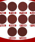 Three Inch Sanding Discs Kit 100 Pieces 80 To 3000 Grit Hook And Loop Quick Change Pads for various grits