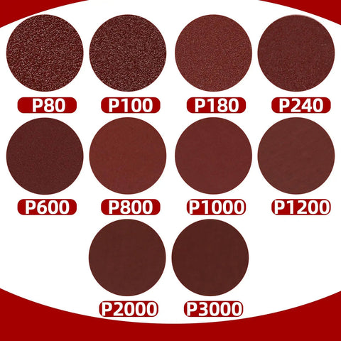Three Inch Sanding Discs Kit 100 Pieces 80 To 3000 Grit Hook And Loop Quick Change Pads for various grits