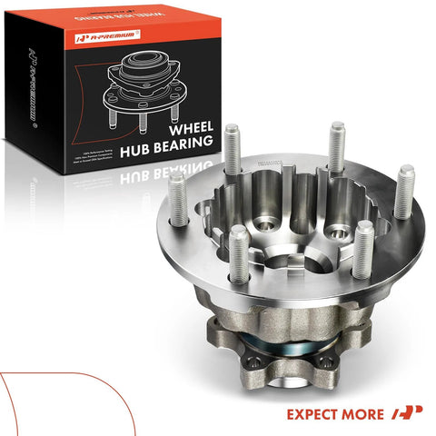 Front view of Front Wheel Bearing And Hub Assembly 6 Lug For Ford Transit 150 250 350 And Transit 350 HD AWD 2020 2021 2022 2023 Heavy Duty High Load Capacity Premium Replacement with box
