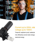 Solid Snag M8 Battery Connector Pair For EV Storage With Two Hundred Amp Surge Guard And Smart Reverse Polarity Lock IP67 Rated Slick Hookup Plugs near a technician.