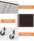 Four Wheel Pants Rack With 30 Hangers And Built In Oxford Bag For Small Items, highlight of hangers, wheels, and storage bag features