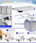 Diagram of Heavy Duty Platform Cart With 6 Inch Wheels And 2000 Lbs Capacity Steel Large Flatbed Dolly Foldable Push Cart