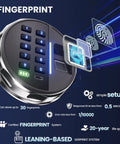 Smart Biometric Safe With Fingerprint Lock, Silent Mode, Backlit Keypad And LED Light, showcasing fingerprint technology