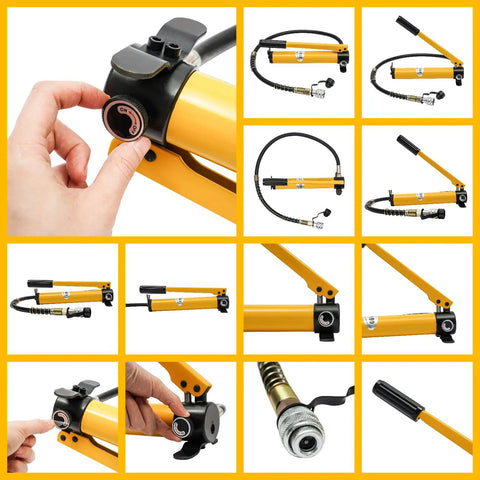 Heavy Duty Hydraulic Crimping Beast With Manual Pump 20 Ton Force 12 Precision Dies 180 Degree Swivel Jaw Smoothly Presses Copper Terminals For Auto Shop Jobs Locked And Loaded