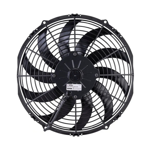 Get the Spal 30101522 Puller Fan, a 12-inch medium profile axial fan with curved blades for cooling engines.