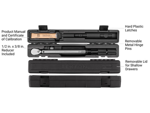 Quarter Inch Drive 90 Tooth Dual Direction Micrometer Torque Wrench 20 to 200 Inch Pounds ISO Standard Calibration Accurate Reads in case