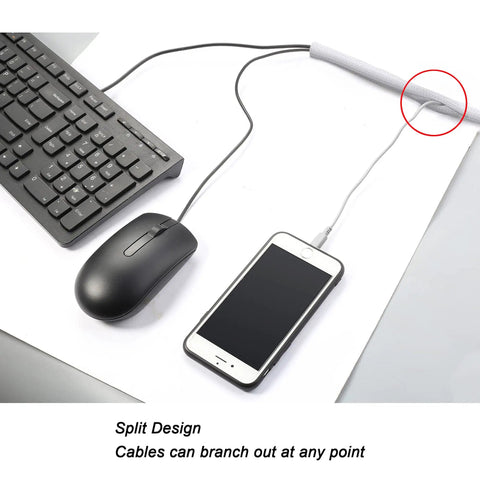 10 Ft 1/2 Inch Braided Cable Management Sleeve Cord Protector Self-Wrapping Split Wire Loom for TV, Computer, showing split design