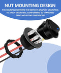 Durable Round Rocker Switch Shell Kit 6 Pack Black ABS injection molded housing with nut mounting design for 20mm switches