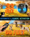 Ultrasonic Dog Bark Control Device With Sensor Tech, Remote, And Adjustable Modes For Indoor Outdoor Use, 33FT auto and 60FT remote range shown