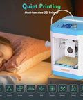 Kid Friendly 3D Printer For Beginners With Auto Leveling And Open Source Fast Printing displayed beside a sleeping child