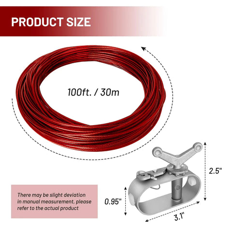 Cover Cable And Winch Kit For Round Oval And Rectangular Above Ground Pools 100 Ft Wire With Heavy Duty Ratchet System.