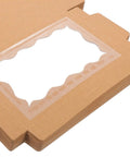 Brown DIY Cookie Boxes With Window 50 Pack Portable Paper Bakery Boxes flat stack with clear square window